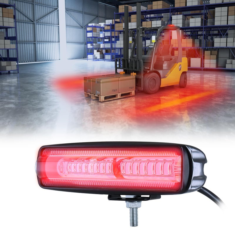 eTzone ضوء رافعة شوكية LED ضوء تحذير جانبي 30 واط DC 12-80 فولت مصباح أمان لمنطقة المشاة في المستودع - أحمر - Image 1